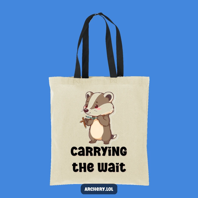 Funny Brave Badger Tote Bag Alert Bow Design Carry-All Gift